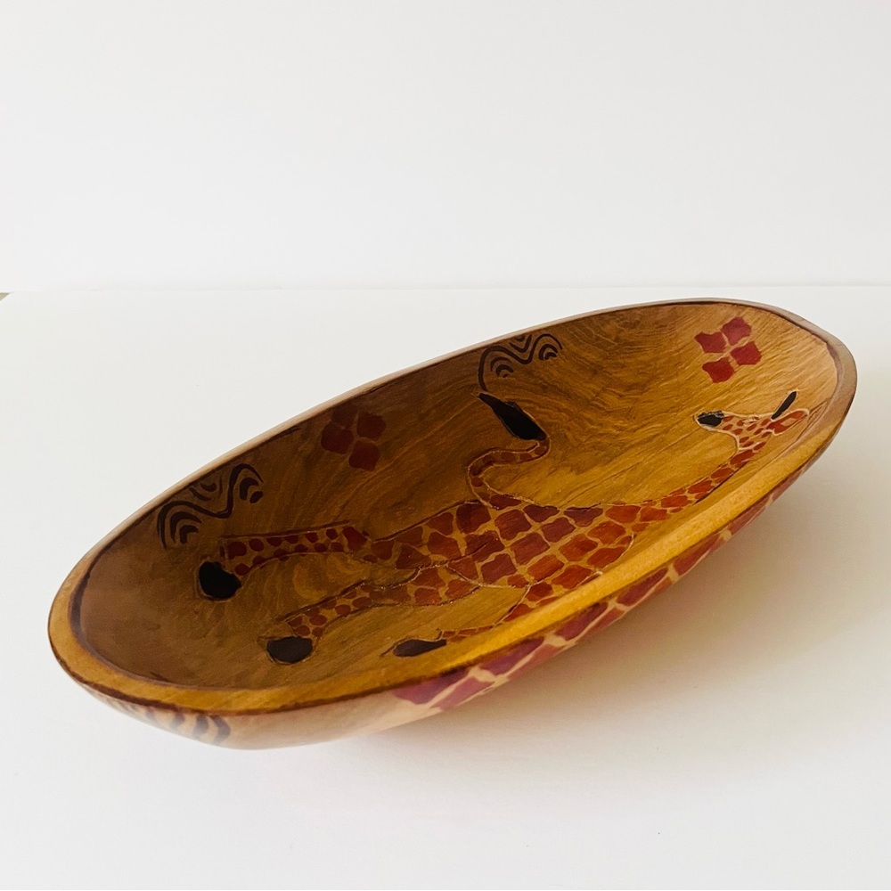 Hand-Carved African Wooden Oval Decorative Serving Dish - Picture 2 of 6